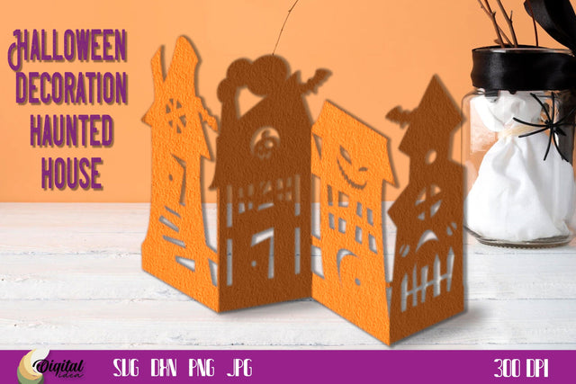 Haunted Houses Paper Cut. Halloween Decor SVG. 3D Paper Evgenyia Guschina 