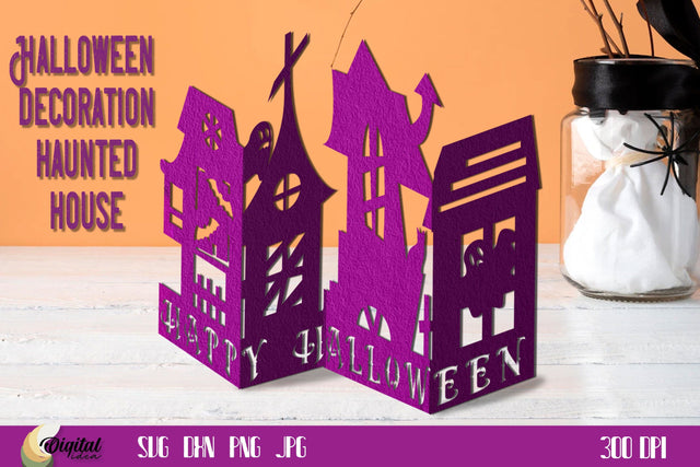 Haunted Houses Paper Cut. Halloween Decorations SVG. 3D Paper Evgenyia Guschina 