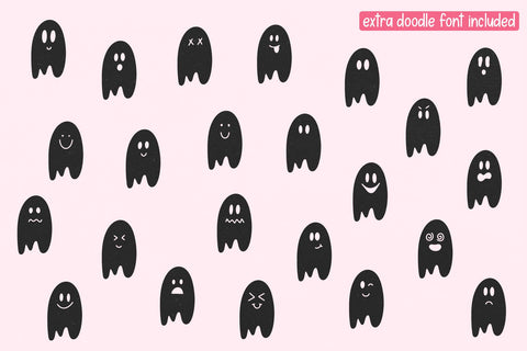 Haunted Pumpkin - Handwritten Font with Ghost Doodles Font KA Designs 