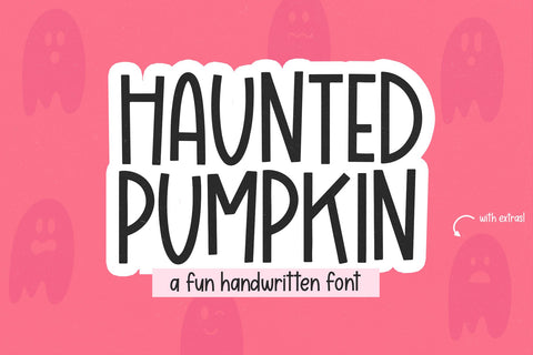 Haunted Pumpkin - Handwritten Font with Ghost Doodles Font KA Designs 