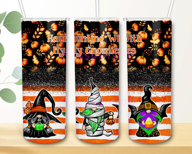 Haunting With My Gnomies Halloween Gnome Boo 20oz Skinny Tumbler Sublimation Designs Sublimation sassyprint 