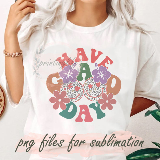 Have a Good Day Png, Groovy Smile Face Leopard Png, Retro Summer Design Png, Happy Face Sublimation Png, Positivity Png, Digital Download Sublimation PrintingLife 