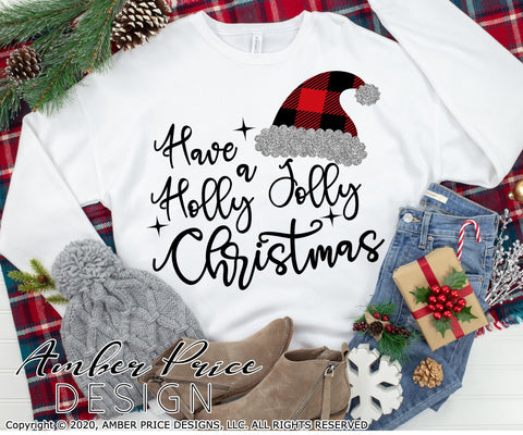 Have a Holly Jolly Christmas SVG PNG DXF | Santa hat SVG | Christmas Winter Shirt SVGs | Amber Price Design SVG Amber Price Design 