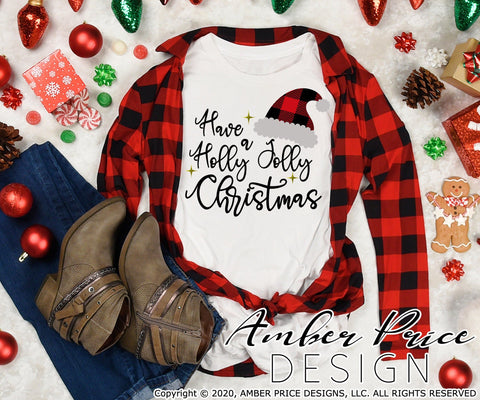 Have a Holly Jolly Christmas SVG PNG DXF | Santa hat SVG | Christmas Winter Shirt SVGs | Amber Price Design SVG Amber Price Design 