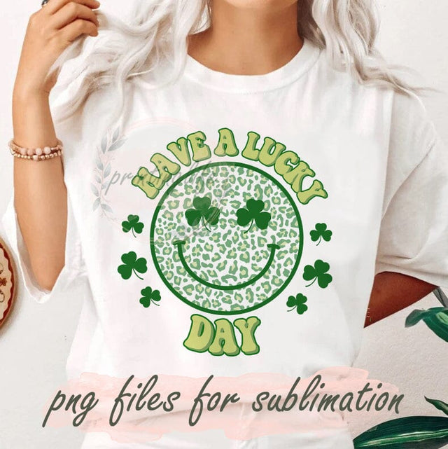 Have A Lucky Day Png, Leopard Lucky Smile Png, St Patrick's Day Sublimation Png, Retro Png, Shamrock Design Png, Digital Download Sublimation PrintingLife 