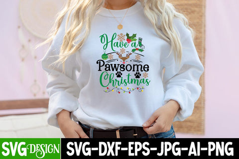 Have a Pawsome Christmas SVG Cut File, Have a Pawsome Christmas Sublimation PNG, Christmas SVG Design, Christmas SVG Cut File, Christmas SVG Quotes, Merry Christmas SVG Design, Christnmas Sublimation PNG SVG BlackCatsMedia 