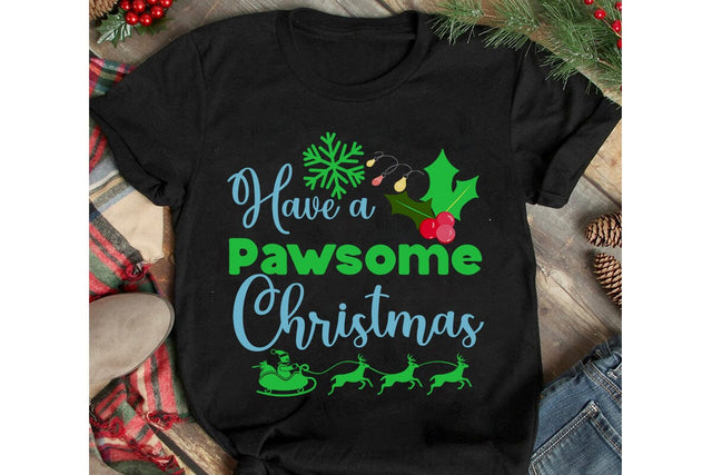Have a Pawsome Christmas SVG Cut File, Have a Pawsome Christmas SVG Design, Have a Pawsome Christmas Sublimation PNG, Have a Pawsome Christmas Quotes SVG BlackCatsMedia 