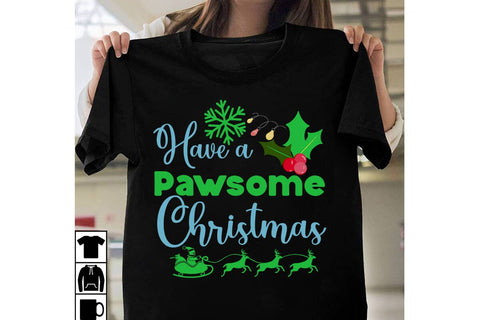 Have a Pawsome Christmas SVG Cut File, Have a Pawsome Christmas SVG Design, Have a Pawsome Christmas Sublimation PNG, Have a Pawsome Christmas Quotes SVG BlackCatsMedia 