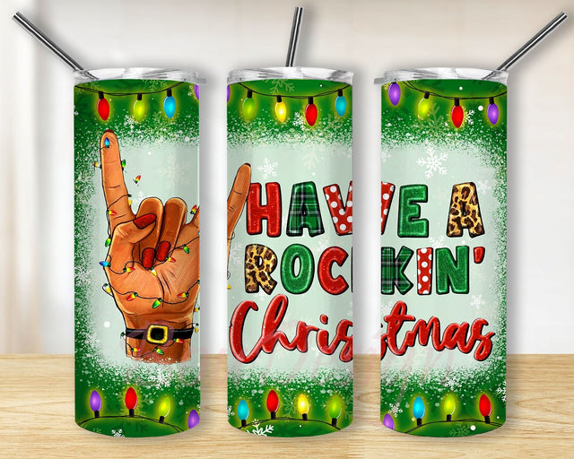 Have A Rockin Christmas Tumbler Png Sublimation Design, 20oz Skinny Tumbler Png, Merry Christmas Png,Christmas Tumbler Png, Digital Download Sublimation BouDesign 