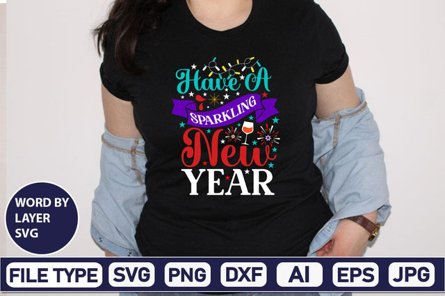 Have A Sparkling New Year SVG Design SVGs,Quotes and Sayings,Food & Drink,On Sale, Print & Cut SVG DesignPlante 503 