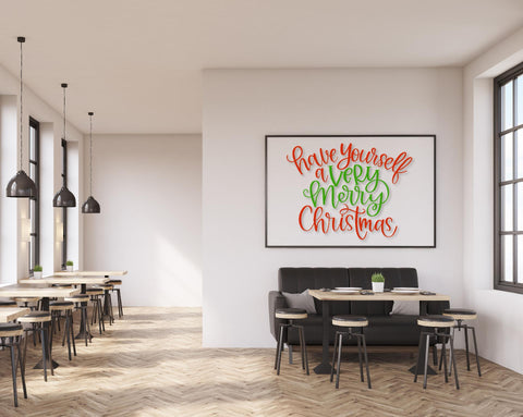 Have Yourself a Merry Christmas Hand Lettered Design SVG Cursive by Camille 