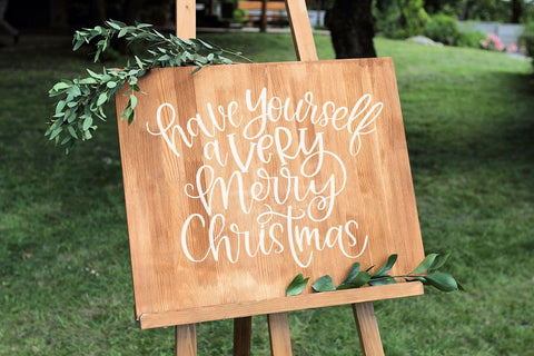 Have Yourself a Merry Christmas Hand Lettered Design SVG Cursive by Camille 