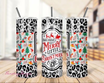 Have Yourself a Merry Little Christmas Cute Tumbler Wrap Design Seamless Sublimation Designs Downloads - Skinny Tumbler 20oz Design Sublimation TrendingDesign 