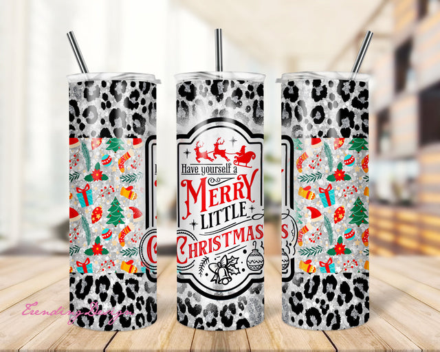 Have Yourself a Merry Little Christmas Cute Tumbler Wrap Design Seamless Sublimation Designs Downloads - Skinny Tumbler 20oz Design Sublimation TrendingDesign 