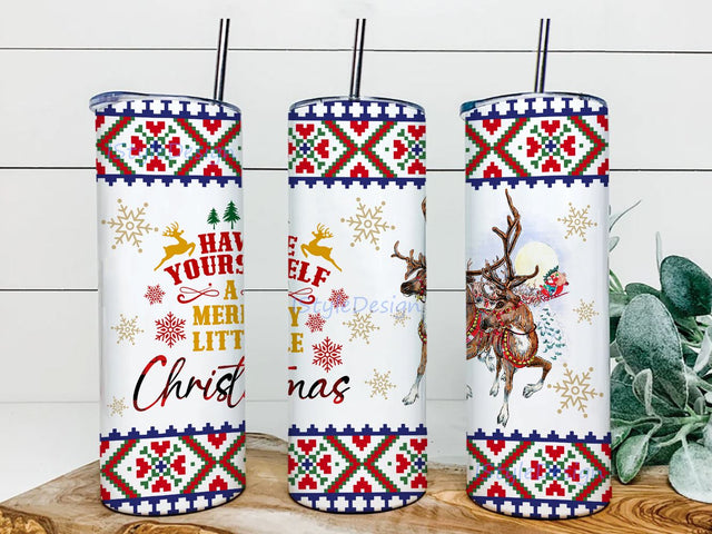Have Yourself Merry Little Christmas Reindeer Sublimation PNG, 20oz Skinny Tumbler, Sublimation Designs, Tumbler Wrap, Coffee Tumbler Template, Digital Download Sublimation iStyleDesign 