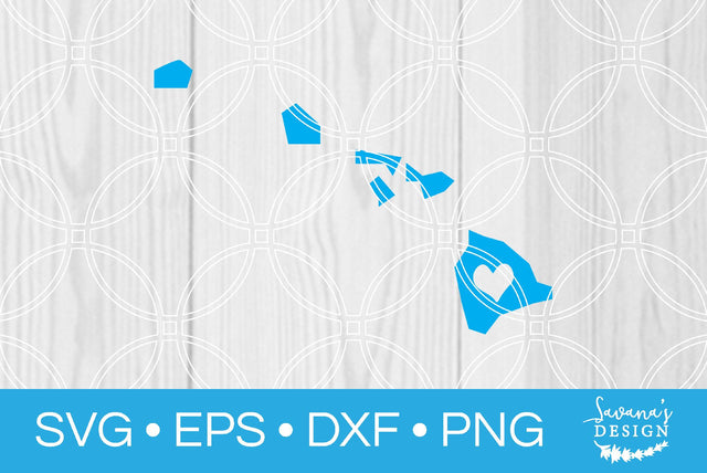 Hawaii State with Heart SVG SavanasDesign 