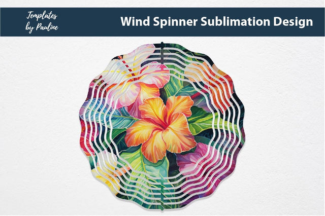 Hawaiian Flower Wind Spinner Sublimation Design 2 Sublimation Templates by Pauline 