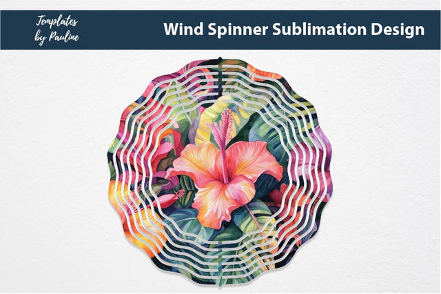 Hawaiian Flower Wind Spinner Sublimation Design Sublimation Templates by Pauline 