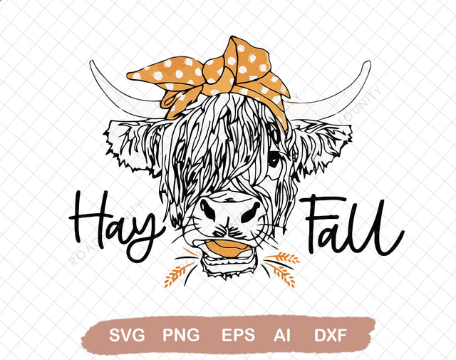 Hay Fall Cow Svg file, 24oz Venti Cold Cup Design, EPS file, svg file, JPG file Download SVG DiamondDesign 