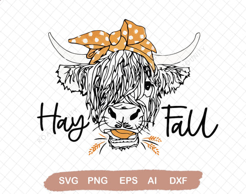 Hay Fall Cow Svg file, 24oz Venti Cold Cup Design, EPS file, svg file, JPG file Download SVG DiamondDesign 