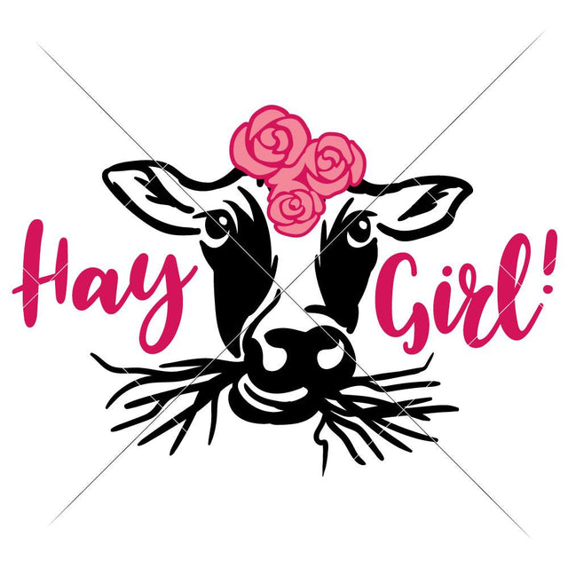 Hay Girl Cow with Flowers - Farmhouse Cattle Farm SVG Chameleon Cuttables 