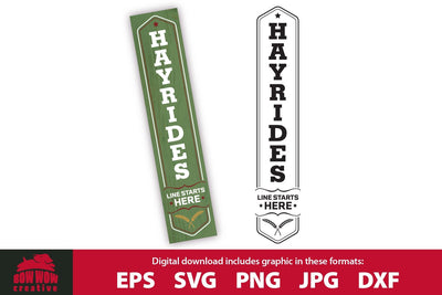 Hayrides - Fall Farm House Vertical Porch Sign SVG Cutting File SVG Bow Wow Creative 