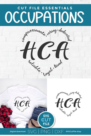 HCA svg, Health Care Aid, HCA heart svg, health care aide, svg dxf png, aid svg, Nurse svg, heart words svg, Cricut svg, appreciation SVG SVG Cut File 