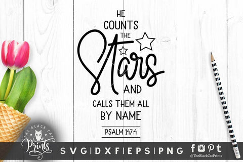 He counts the Stars | Christian cut file SVG TheBlackCatPrints 