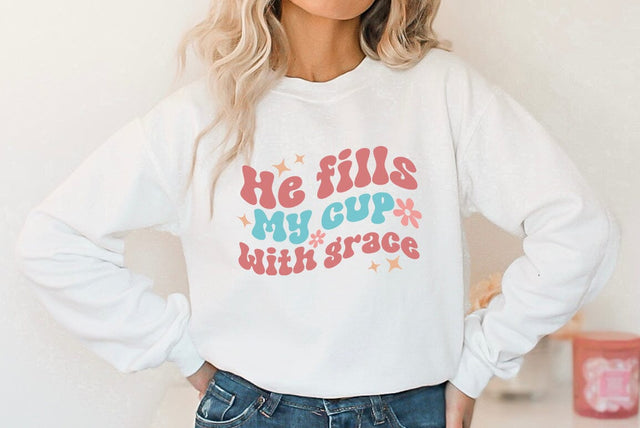 He fills my cup with grace, Religious SVG SVG FiveStarCrafting 
