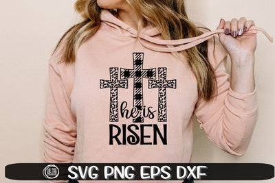 HE IS RISEN - Cross - Plaid - Leopard - Easter - SVG PNG EPS DXF SVG On the Beach Boutique 