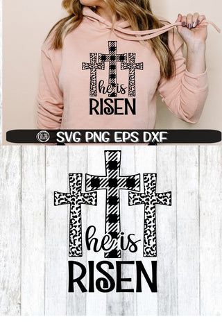 HE IS RISEN - Cross - Plaid - Leopard - Easter - SVG PNG EPS DXF SVG On the Beach Boutique 