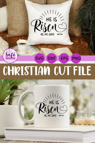 He is Risen Easter Bible Verse SVG SVG Safi Design 