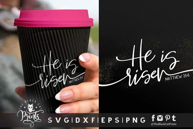 He is risen | Easter Christian cut file SVG TheBlackCatPrints 