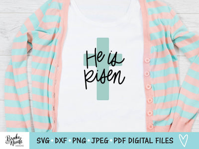 He is Risen Easter Cross SVG Cut File | Christian shirt SVG | png | jpeg | dxf | Cricut SVG | Easter sign svg | Christian sign svg SVG Brooke Nicole Designs 