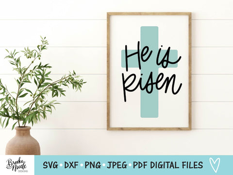 He is Risen Easter Cross SVG Cut File | Christian shirt SVG | png | jpeg | dxf | Cricut SVG | Easter sign svg | Christian sign svg SVG Brooke Nicole Designs 