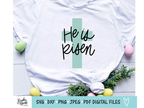 He is Risen Easter Cross SVG Cut File | Christian shirt SVG | png | jpeg | dxf | Cricut SVG | Easter sign svg | Christian sign svg SVG Brooke Nicole Designs 
