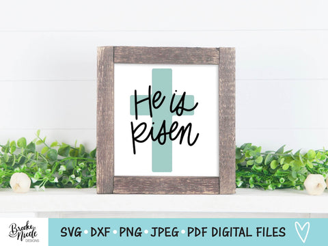 He is Risen Easter Cross SVG Cut File | Christian shirt SVG | png | jpeg | dxf | Cricut SVG | Easter sign svg | Christian sign svg SVG Brooke Nicole Designs 