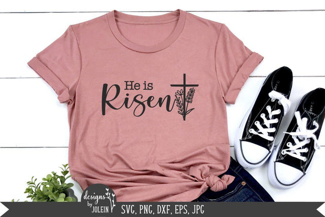 He is Risen floral cross SVG Designs by Jolein 