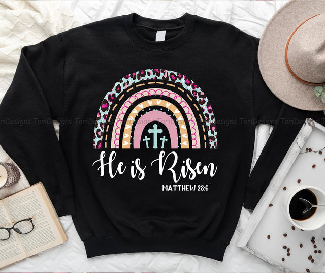 He Is Risen Rainbow Leopard PNG sublimation design Sublimation ToriDesigns 