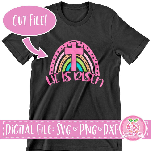 He is Risen SVG DXF | Easter PNG for Print SVG SparkleBerry 