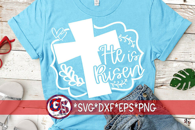 He is Risen SVG DXF EPS PNG-Easter SVG Greedy Stitches 