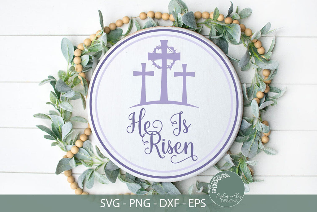 He Is Risen SVG-Easter Round SVG-Easter Cross SVG - So Fontsy
