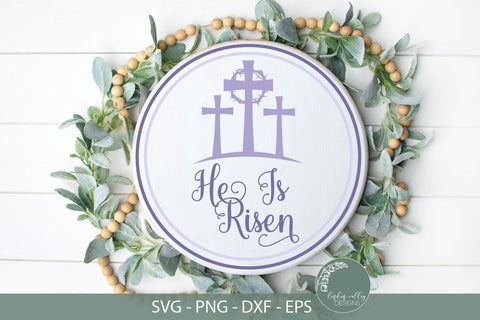 He Is Risen SVG-Easter Round SVG-Easter Cross SVG SVG Linden Valley Designs 