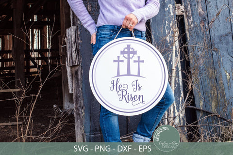 He Is Risen SVG-Easter Round SVG-Easter Cross SVG SVG Linden Valley Designs 