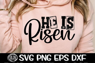 HE IS RISEN SVG - STAMPED - SCRIPT - EASTER SVG PNG EPS DXF SVG On the Beach Boutique 