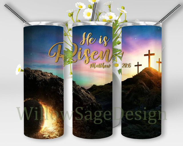 He Is Risen Tumbler Png, Christian Quote 20oz Skinny Tumbler, Bible Quotes Design Png, Jesus Tumbler Template, Religious Sublimation Png, Digital Download Sublimation WillowSageDesign 