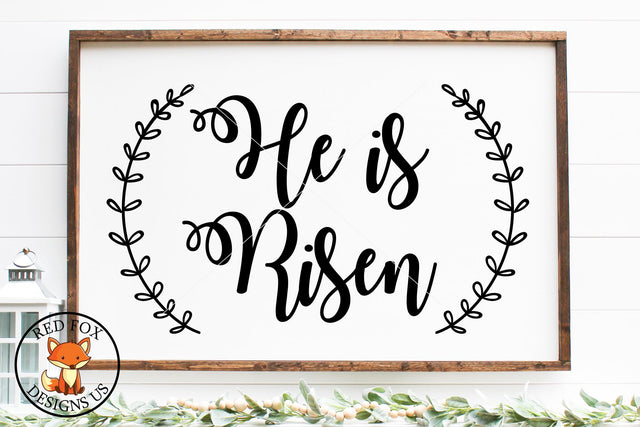 He Is Risen With Wreath | Easter Design | SVG PNG DXF Cut SVG RedFoxDesignsUS 