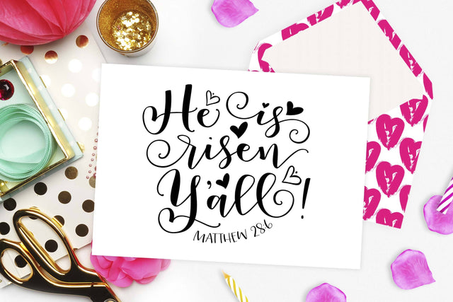 He is risen Y'all! | Matthew 28:6 | Bible verse cut file | Easter SVG TheBlackCatPrints 