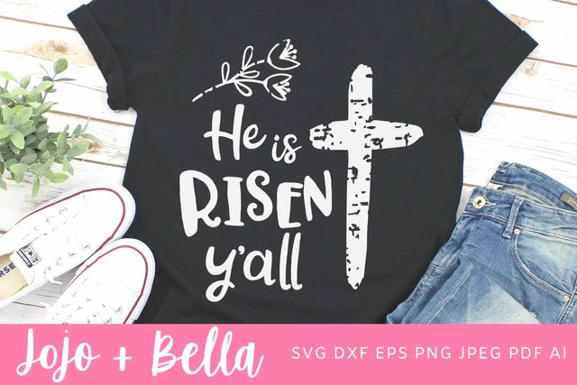 He Is Risen Y'all Svg, Easter Svg, Faithful Svg, Faith Svg, Happy Easter Svg, Faithful Iron On cut file, Cricut, Christian svg, Christ Svg SVG Jojo&Bella 