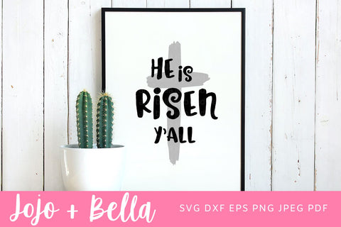 He Is Risen Y'all Svg, Easter Svg, Faithful Svg, Faith Svg, Happy Easter Svg, Faithful Iron On cut file, Cricut, Christian svg, Christ Svg SVG Jojo&Bella 